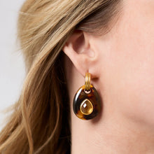 Load image into Gallery viewer, Palmetto Green Carnaby Hoop &amp; Charm Gold &amp; Acrylic Earrings
