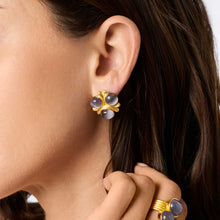 Load image into Gallery viewer, Blue Cat's Eye Cobblestone Statement Studs
