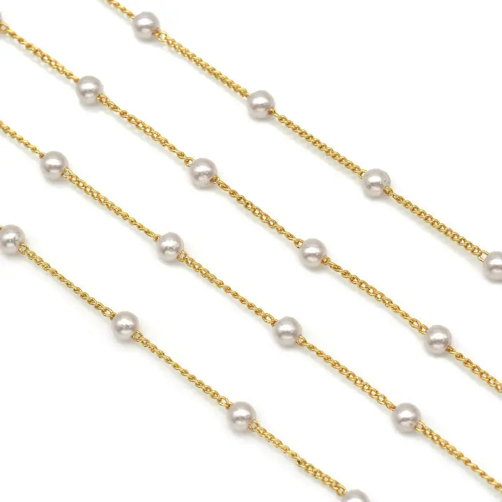 18k Gold Filled Dainty Pearl Chain