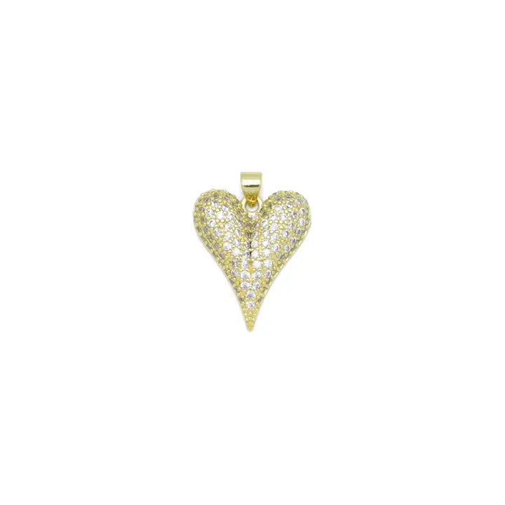 Clear CZ Arrow Point Heart Charm Pendant