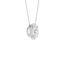 Load image into Gallery viewer, 14K WG Round Halo Pendant Necklace

