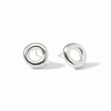 Load image into Gallery viewer, Silver Wave Circle Stud Earring
