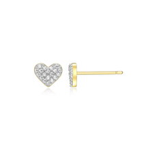 Load image into Gallery viewer, Heart Stud Earrings in 14K YG-Plated SS
