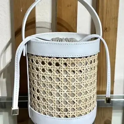 Chantal Wicker Rattan Leather Bucket