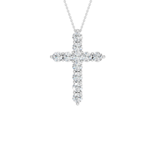 Load image into Gallery viewer, 14K WG Cross Pendant Necklace 1ctw
