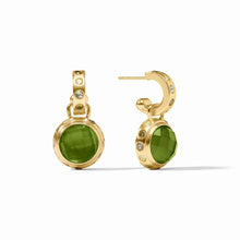 Load image into Gallery viewer, Iridescent Palmetto Green Rainbow Hoop &amp; Charm Earring
