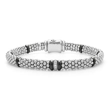 Load image into Gallery viewer, SS Blk Cav 1 Dia Row 6mm Bracelet
