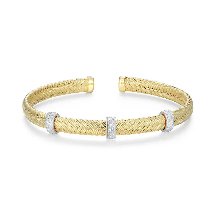 Sterling Silver Gold Plated 3 Station Bracelet