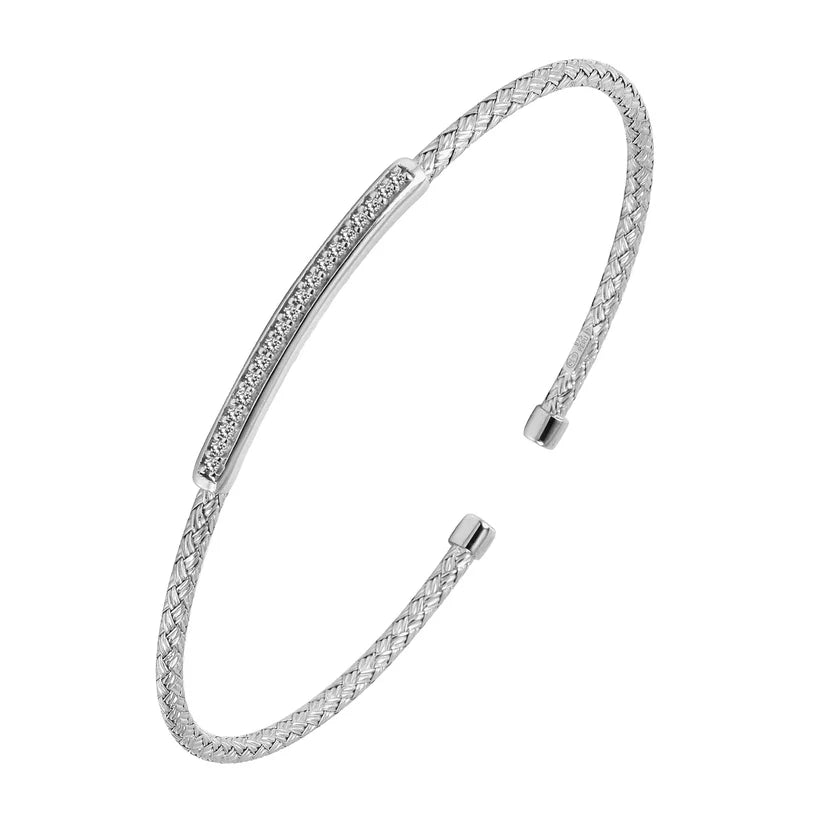 Kate 2mm CZ Bar Cuff Rhodium
