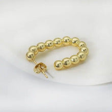 Load image into Gallery viewer, Gold Ball Oval Hoop Earring

