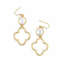 Load image into Gallery viewer, Medium Faceted Stone Gold Drop Earrings

