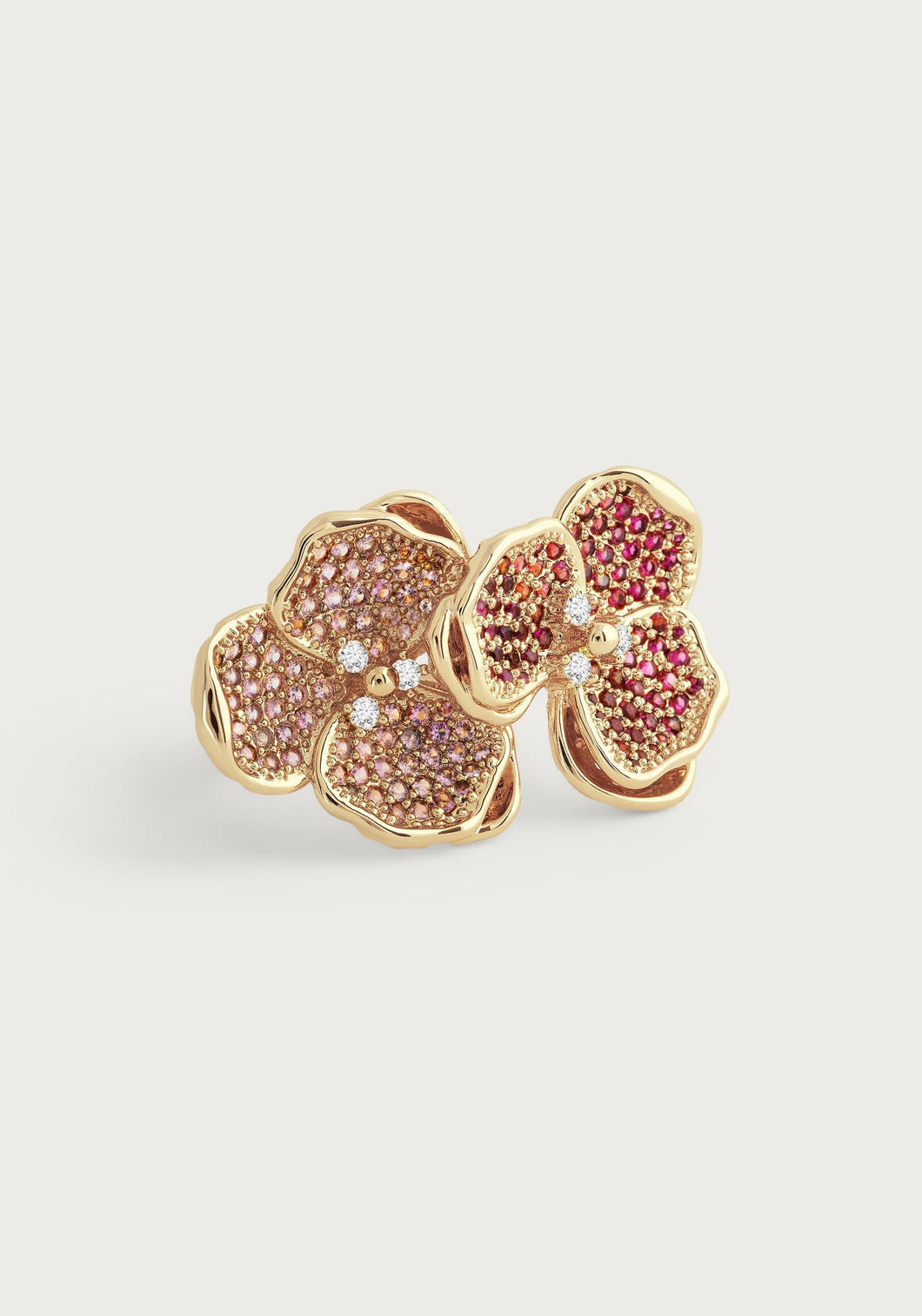 Orchid Double Pink Pave Ring