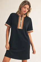 Load image into Gallery viewer, Black Short Sleeve Front Zip Dress
