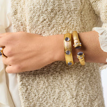 Load image into Gallery viewer, Blue Cat's Eye Cobblestone Demi Cuff

