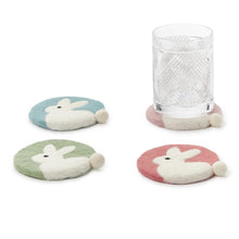 Load image into Gallery viewer, Bunny w/ Pom Pom Tail Coasters Set of 4
