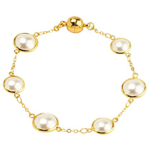 Load image into Gallery viewer, Half Pearl &amp; Chain Magnet Bracelet
