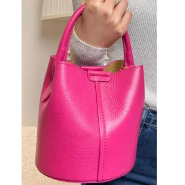 Italian Leather Small Bucket Handbag