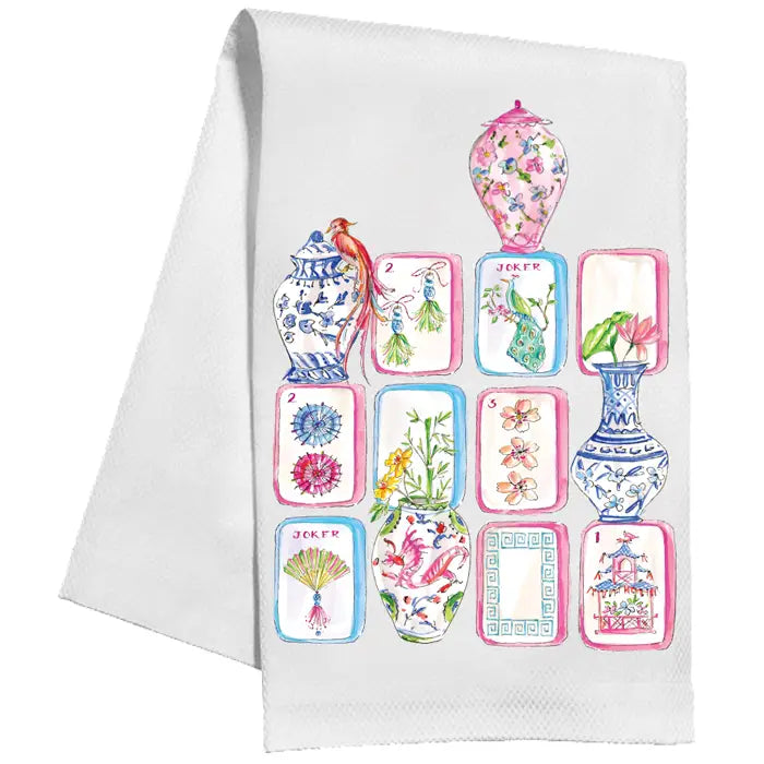 Mahjong Tiles & Chinoiserie Pots Kitchen Towel