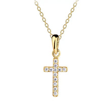Load image into Gallery viewer, 14K GP Cross CZ Necklace 14"
