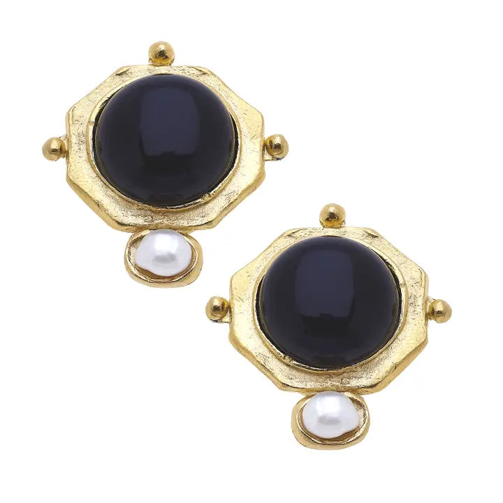 Becca Black Quartz Pearl Studs