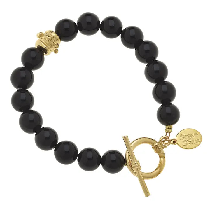 Onyx Gold Toggle Bracelet