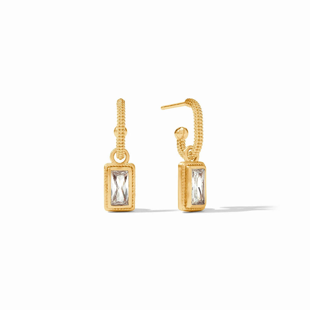 Baguette Hoop & Charm Earring - Cubic Zirconia