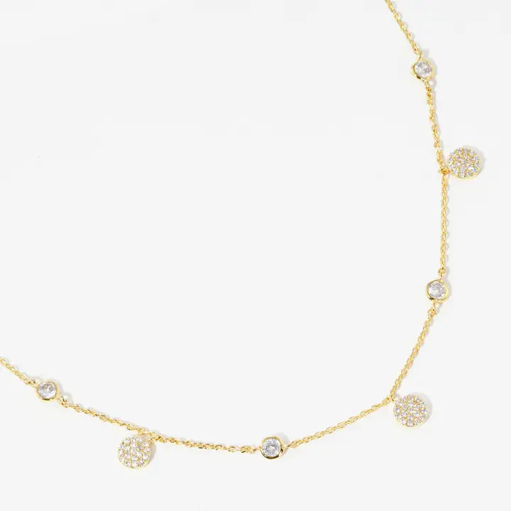 Gold Plates Multi Round Charm Necklace
