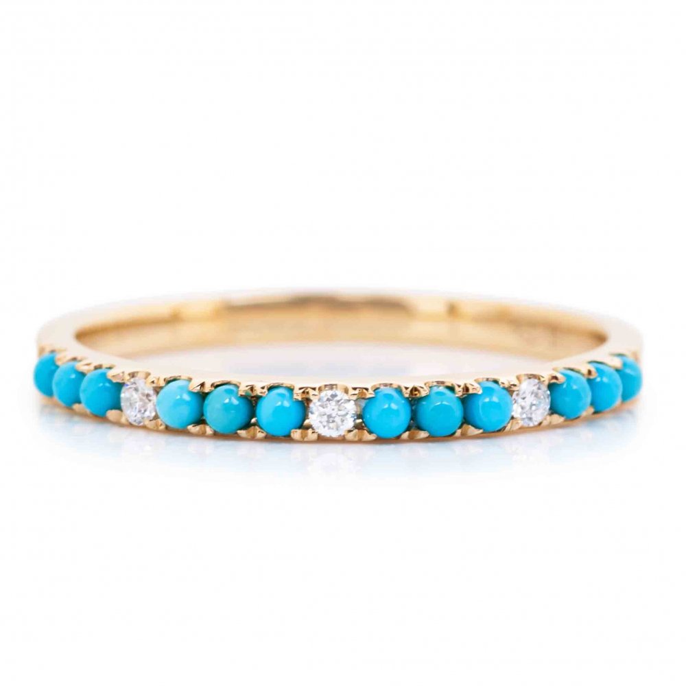 14K YG Turquoise and Diamond Ring