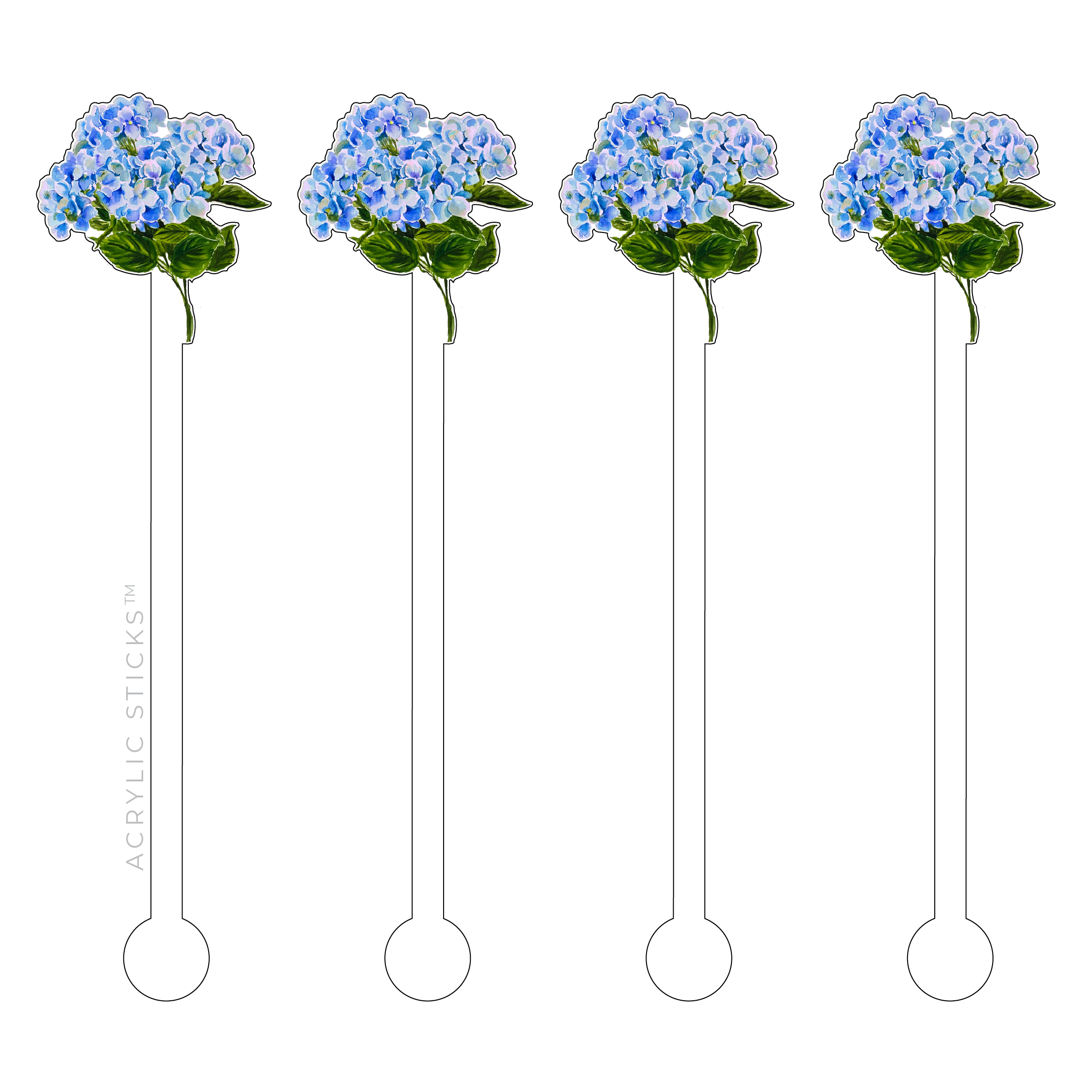 Blue Hydrangea Acrylic Stir Sticks Cole and Co.