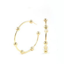 Load image into Gallery viewer, Gold Plated Ball Beaded Hoop Earrings
