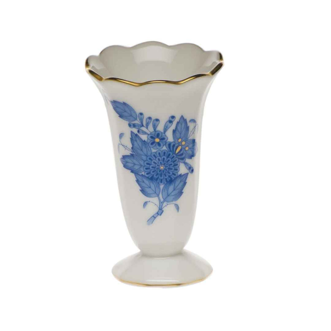 Blue Herend Scalloped Bud Vase 