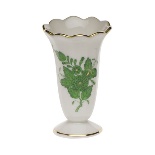 Green Herend Scalloped Bud Vase 