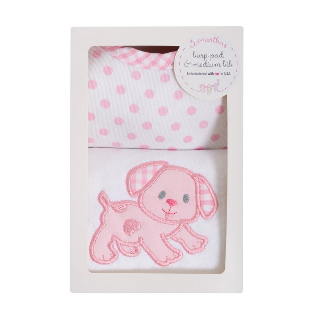 Pink Puppy Bib & Burp Box Set 